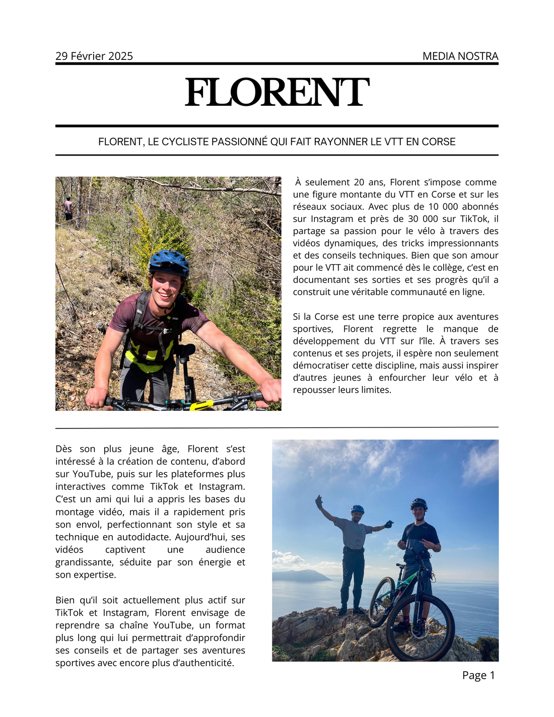 Florent, le jeune cycliste corse qui fait vibrer le VTT sur les pistes et les réseaux